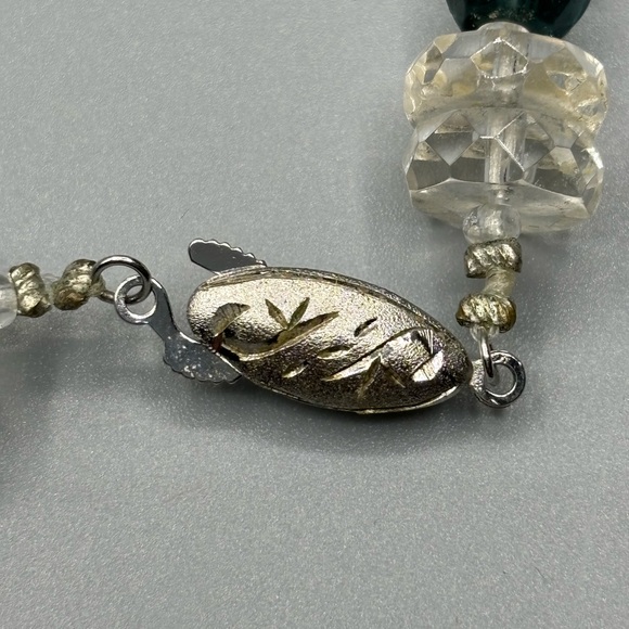 Vintage Clear & Black Glass Bead Necklace JP137 - Picture 5 of 7